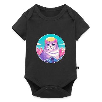Australische Nebelkatze bunte Karikatur Aquarell il - Baby Premium Kurzarmbody - Schwarz - Vorne