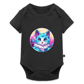 Arabian Mau Cat Colorful Cartoon Watercolor Illust - Baby Premium short-sleeve bodysuit - black - Front