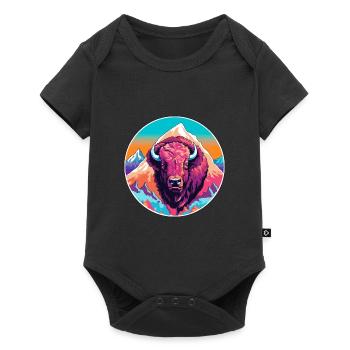 Buffalo Watercolor Cartoon Kawaii Pet Animal Color - Baby Premium short-sleeve bodysuit - black - Front