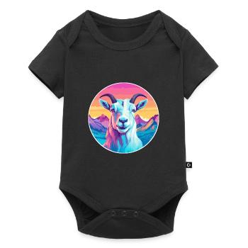 Goat Watercolor Cartoon Kawaii Pet Animal Colorful - Baby Premium short-sleeve bodysuit - black - Front
