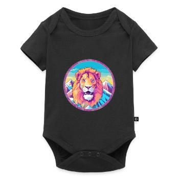 Lion Watercolor Cartoon Kawaii Pet Animal Colorful - Baby Premium short-sleeve bodysuit - black - Front