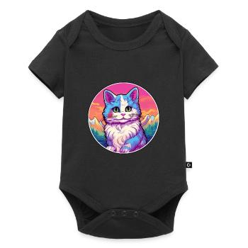 Bambino Cat Coloré Dessin Animé Aquarelle Illustrati - Body à manches courtes Premium Bébé - noir - Devant