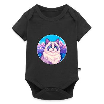 Birmakatze Bunte Karikatur Aquarell Illustration - Baby Premium Kurzarmbody - Schwarz - Vorne