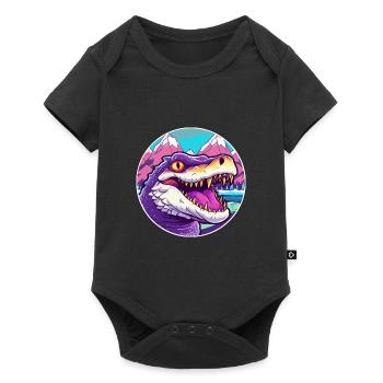 Crocodile aquarelle dessin animé kawaii animal de compagnie Col - Body à manches courtes Premium Bébé - noir - Devant