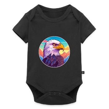 Aigle Aquarelle Dessin Animé Kawaii Animal Animal Colorfu - Body à manches courtes Premium Bébé - noir - Devant