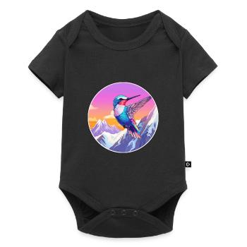 Colibri Aquarelle Dessin Animé Kawaii Animal De Compagnie C - Body à manches courtes Premium Bébé - noir - Devant