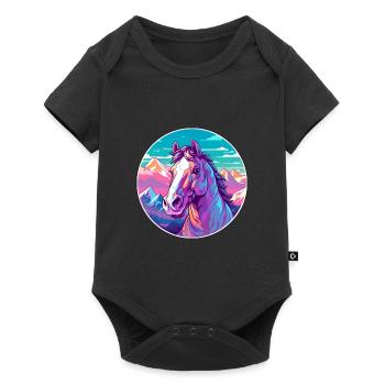 Cheval Aquarelle Dessin Animé Kawaii Animal De Compagnie Animal Colorfu - Body à manches courtes Premium Bébé - noir - Devant