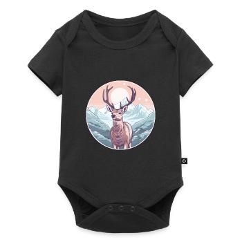 Cerf Aquarelle Dessin Animé Kawaii Animal De Compagnie Animal Coloré - Body à manches courtes Premium Bébé - noir - Devant