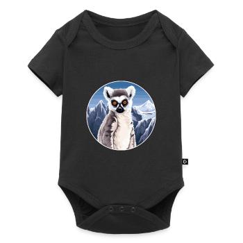 Lemur Watercolor Cartoon Kawaii Pet Animal Colorfu - Baby Premium short-sleeve bodysuit - black - Front