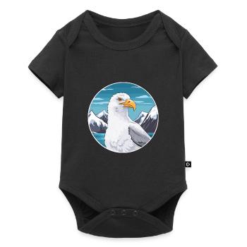 Seagull Watercolor Cartoon Kawaii Pet Animal Color - Baby Premium short-sleeve bodysuit - black - Front