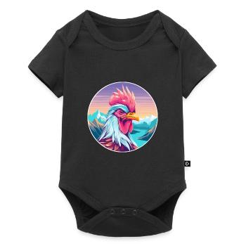 Rooster Watercolor Cartoon Kawaii Pet Animal Color - Baby Premium short-sleeve bodysuit - black - Front