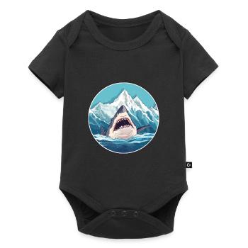Requin Aquarelle Dessin Animé Kawaii Animal De Compagnie Colorfu - Body à manches courtes Premium Bébé - noir - Devant