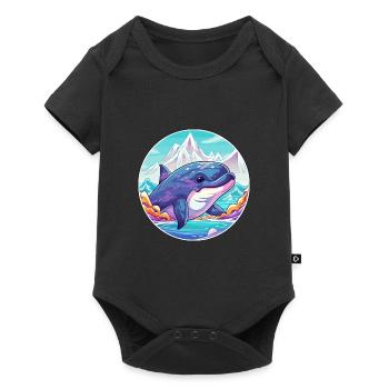 Baleine Aquarelle Dessin Animé Kawaii Animal De Compagnie Colorfu - Body à manches courtes Premium Bébé - noir - Devant