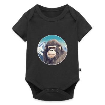 Babouin Aquarelle Dessin Animé Kawaii Animal De Compagnie Colorf - Body à manches courtes Premium Bébé - noir - Devant