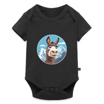 Âne Aquarelle Dessin Animé Kawaii Animal De Compagnie Colorf - Body à manches courtes Premium Bébé - noir - Devant