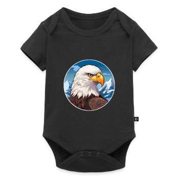 Aigle Aquarelle Dessin Animé Kawaii Animal Animal Colorfu - Body à manches courtes Premium Bébé - noir - Devant