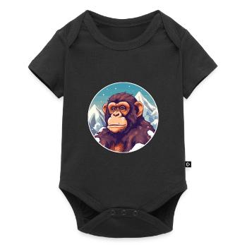 Chimpanzé aquarelle dessin animé kawaii animal de compagnie Co - Body à manches courtes Premium Bébé - noir - Devant