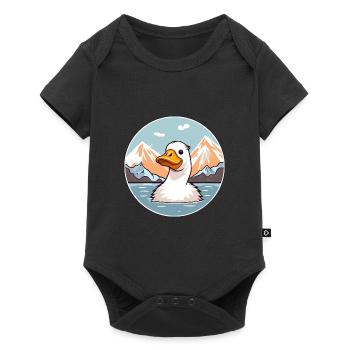 Canard Aquarelle Dessin Animé Kawaii Animal De Compagnie Coloré - Body à manches courtes Premium Bébé - noir - Devant