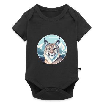 Lynx Watercolor Cartoon Kawaii Pet Animal Colorful - Baby Premium short-sleeve bodysuit - black - Front