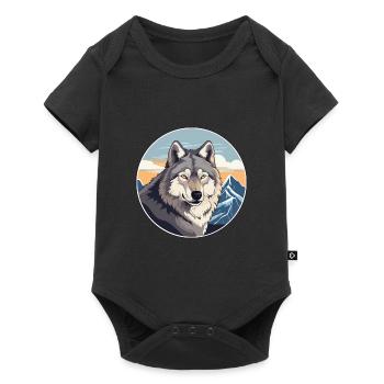 Wolf Watercolor Cartoon Kawaii Pet Animal Colorful - Baby Premium short-sleeve bodysuit - black - Front
