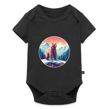 Ours Aquarelle Dessin Animé Kawaii Animal De Compagnie Coloré - Body à manches courtes Premium Bébé - noir - Devant