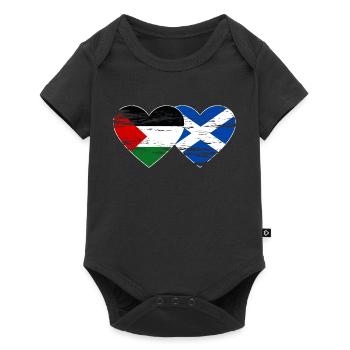 Palestine Ecosse drapeau coeur utilisé - Body à manches courtes Premium Bébé - noir - Devant