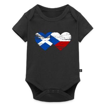 Ecosse République Tchèque Drapeau Coeur Utilisé - Body à manches courtes Premium Bébé - noir - Devant