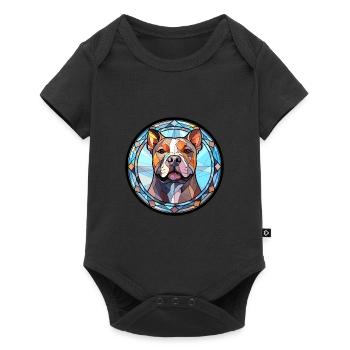 American Pitbull Terrier Dog Breed Stained Glass C - Baby Premium short-sleeve bodysuit - black - Front