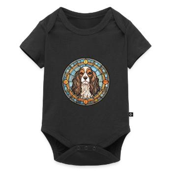 Alpine Spaniel Dog Breed Stained Glass Colorful Wa - Baby Premium short-sleeve bodysuit - black - Front