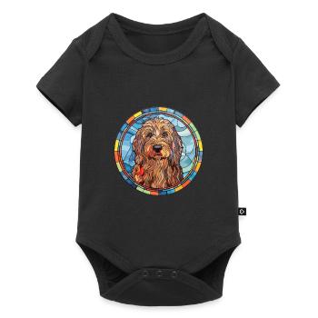 Barbet Dog Breed Stained Glass Colorful Watercolor - Baby Premium short-sleeve bodysuit - black - Front