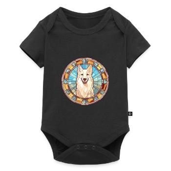 Berger Blanc Suisse Dog Breed Stained Glass Colorf - Baby Premium short-sleeve bodysuit - black - Front