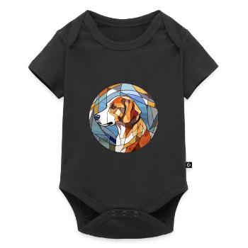 Braque Auvergne Dog Breed Stained Glass Colorful W - Baby Premium short-sleeve bodysuit - black - Front