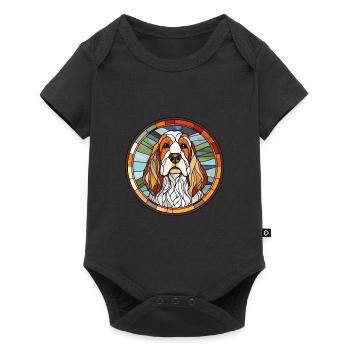 Basset Griffon Vendeen Hunderasse Buntglas Col - Baby Premium Kurzarmbody - Schwarz - Vorne