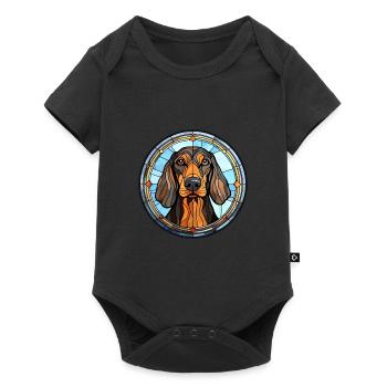 Noir et Tan Coonhound chien race vitrail Co - Body à manches courtes Premium Bébé - noir - Devant