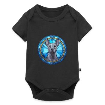 Blauer Thai Ridgeback Hund Rasse Buntglas Farbe - Baby Premium Kurzarmbody - Schwarz - Vorne
