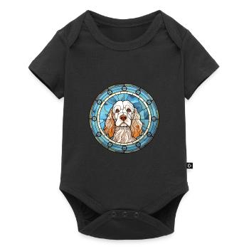 Clumber Spaniel Dog Breed Stained Glass Colorful W - Baby Premium short-sleeve bodysuit - black - Front