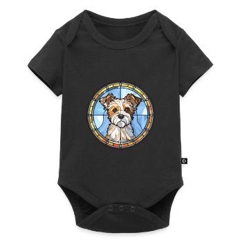Biewer Terrier Dog Breed Stained Glass Colorful Wa - Baby Premium short-sleeve bodysuit - black - Front