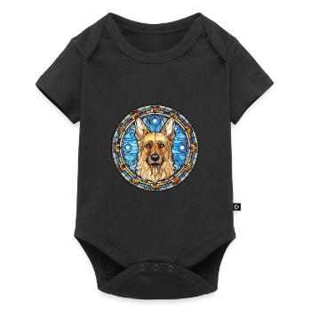 Bohemian Shepherd Dog Breed Stained Glass Colorful - Baby Premium short-sleeve bodysuit - black - Front