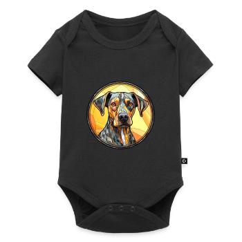 Catahoula Leopard Hund Rasse Bunt Glas Bunt - Baby Premium Kurzarmbody - Schwarz - Vorne