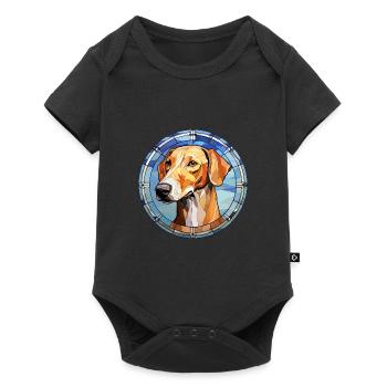 Cretan Hound Dog Breed Stained Glass Colorful Wate - Baby Premium short-sleeve bodysuit - black - Front