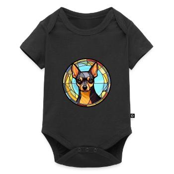 English Toy Terrier Dog Breed Stained Glass Colorf - Baby Premium short-sleeve bodysuit - black - Front