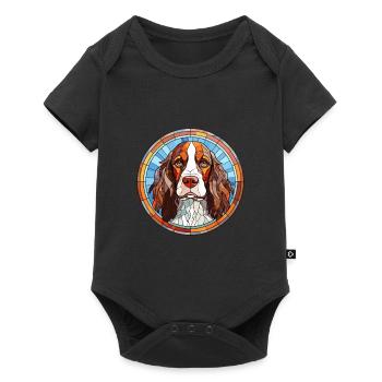 English Springer Spaniel Hunderasse Buntglas C - Baby Premium Kurzarmbody - Schwarz - Vorne