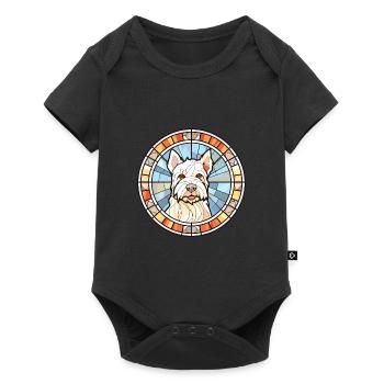 Englisch White Terrier Hunderasse Buntglas Colo - Baby Premium Kurzarmbody - Schwarz - Vorne