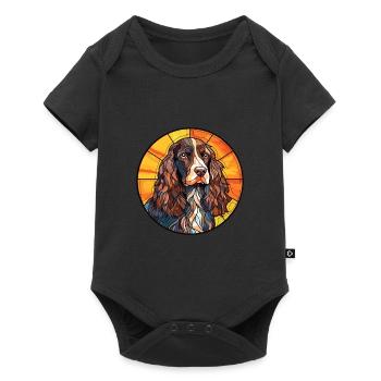 Feld Spaniel Hunderasse Buntes Glas Wat - Baby Premium Kurzarmbody - Schwarz - Vorne