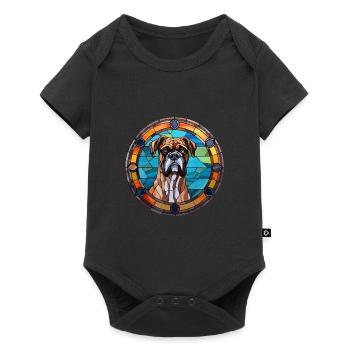 Deutsche Boxer Hund Rasse Bunt Glas Bunt Wate - Baby Premium Kurzarmbody - Schwarz - Vorne