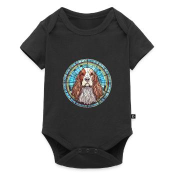 Français Épagneul chien race vitrail coloré Wa - Body à manches courtes Premium Bébé - noir - Devant