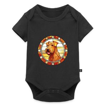 Irish Terrier Dog Breed Stained Glass Colorful Wat - Baby Premium short-sleeve bodysuit - black - Front