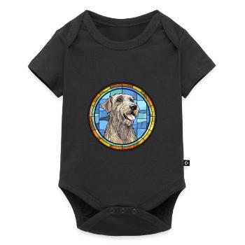 Irish Wolfhound Dog Breed Stained Glass Colorful W - Baby Premium short-sleeve bodysuit - black - Front