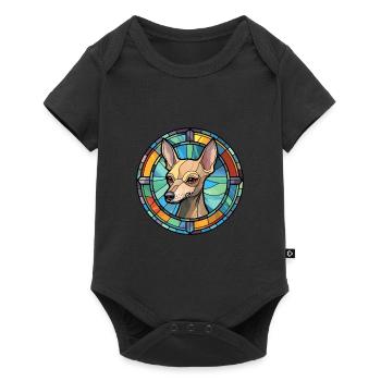 Mexikanische haarlose Hunderasse Buntglas Bunt - Baby Premium Kurzarmbody - Schwarz - Vorne