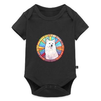 Spitz japonais chien race vitrail coloré Wa - Body à manches courtes Premium Bébé - noir - Devant